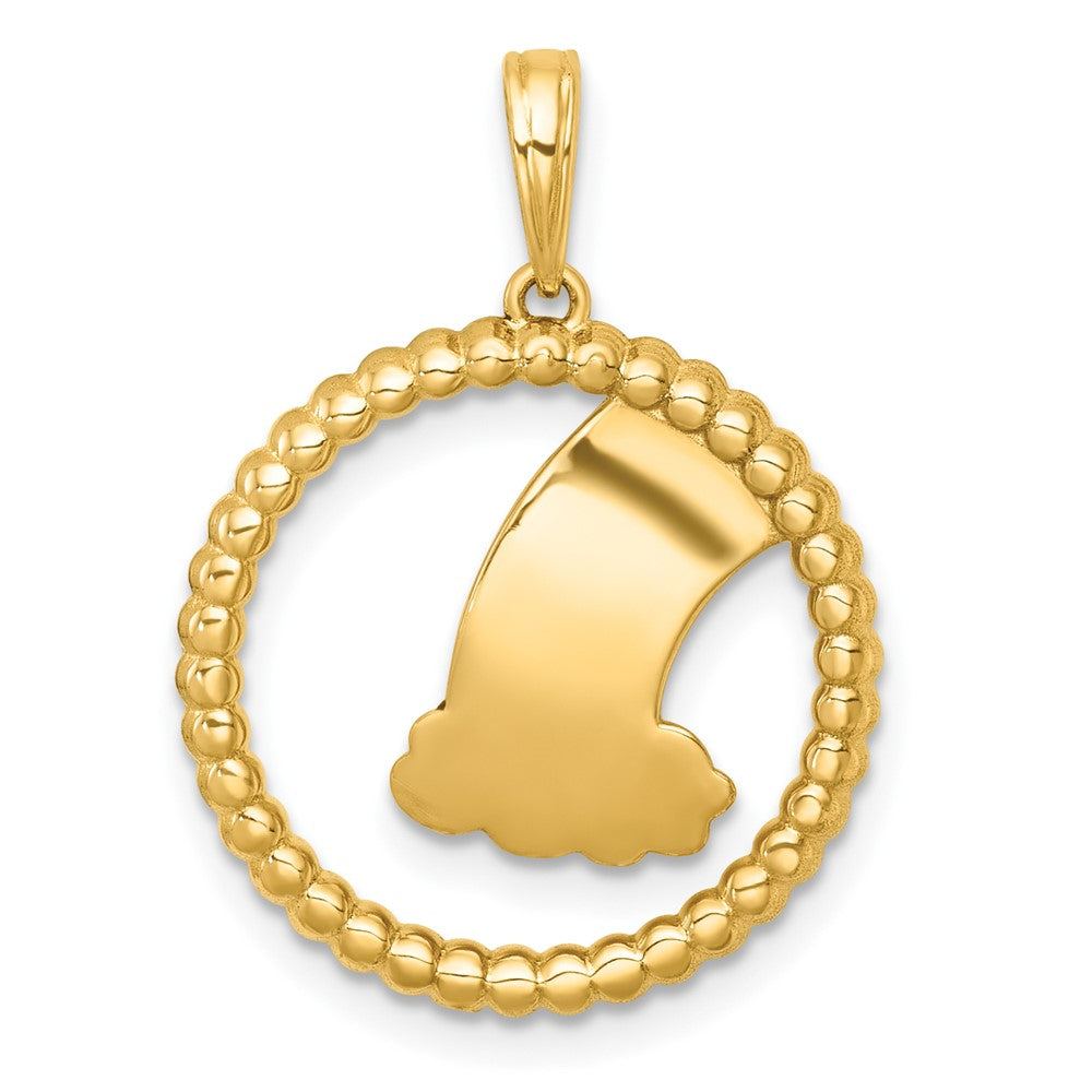 14K Yellow Gold with Rhodium Multi Color Enamel Rainbow With Cloud in Circle Charm