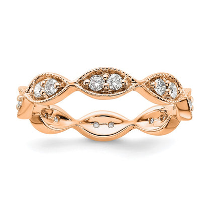 14K Rose Gold Polished Size 7 Vintage Pave 1/2 carat Diamond Complete Eternity Wedding Band Ring