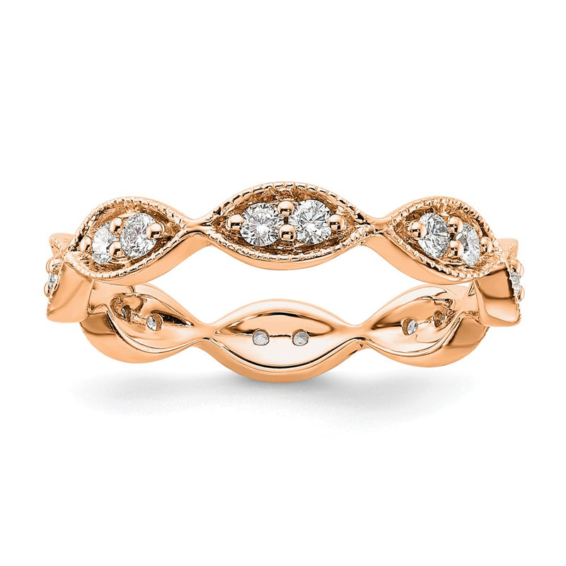 14K Rose Gold Polished Size 7 Vintage Pave 1/2 carat Diamond Complete Eternity Wedding Band Ring