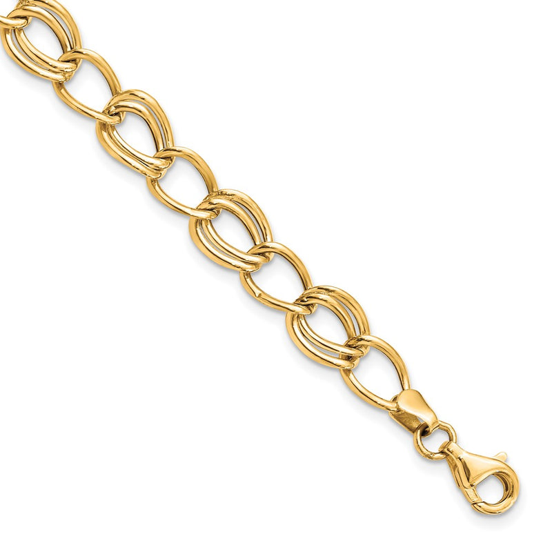 10K Yellow Gold Flat Curb Link 7 Inch Bracelet