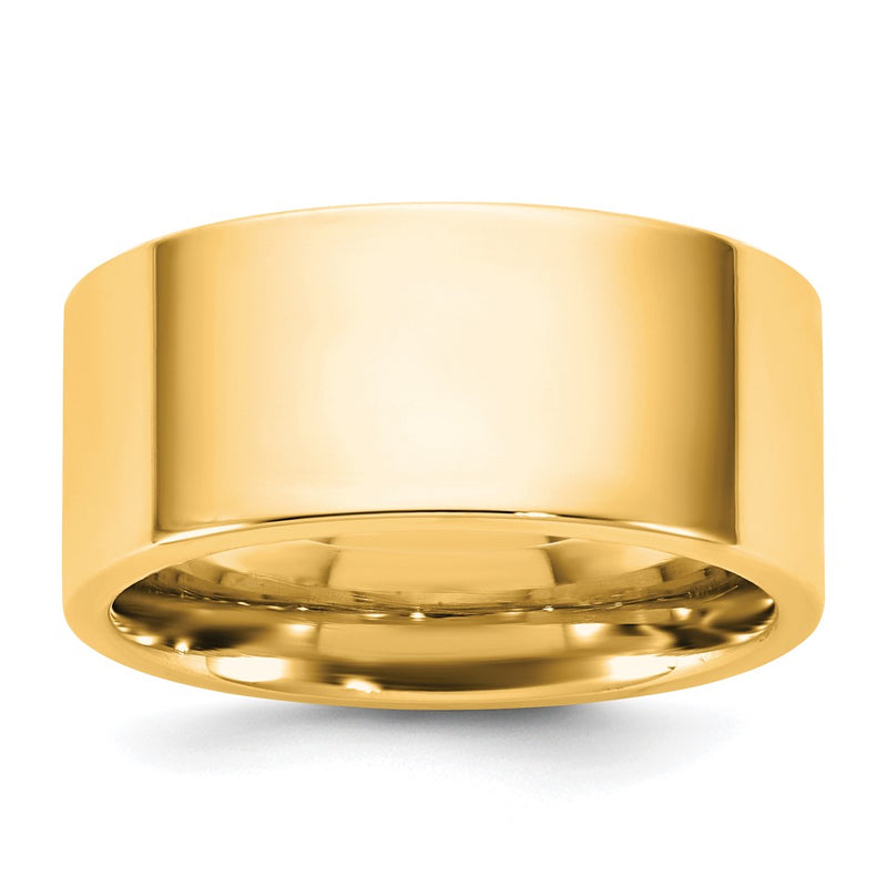 14K Yellow Gold 9mm Standard Flat Comfort Fit Wedding Band Ring