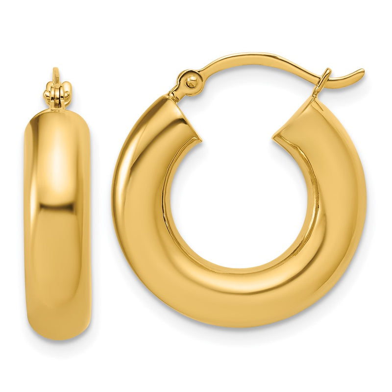14K Yellow Gold 5x20mm Polished Lightweight Tube Hoop Earrings