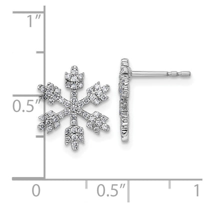 14K White Gold 1/2 carat Diamond Snowflake Post Earrings