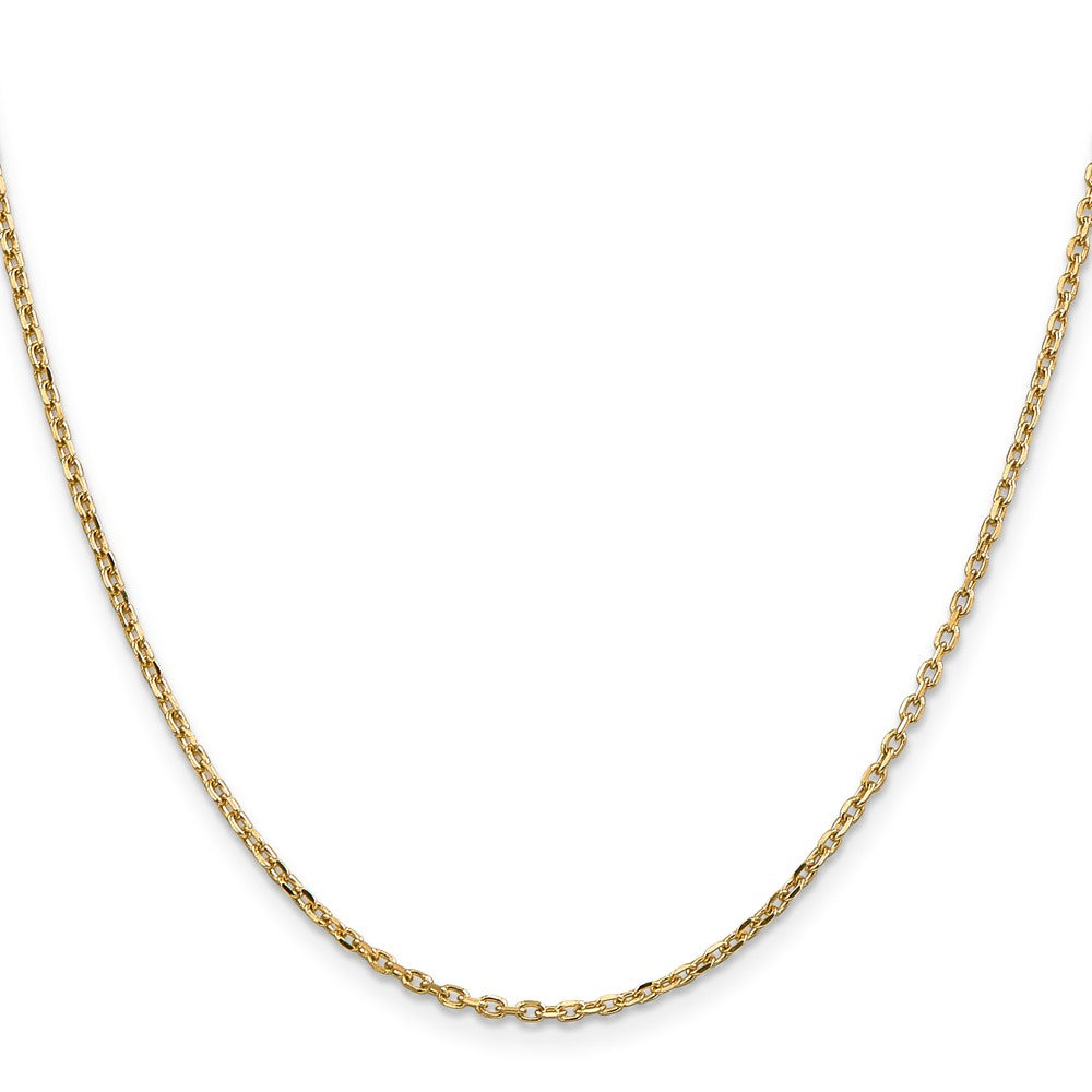 14K Yellow Gold 24 Inch 1.8mm Diamond-cut Round Open Link Cable with Lobster Clasp Chain