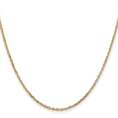 14K Yellow Gold 24 Inch 1.8mm Diamond-cut Round Open Link Cable with Lobster Clasp Chain