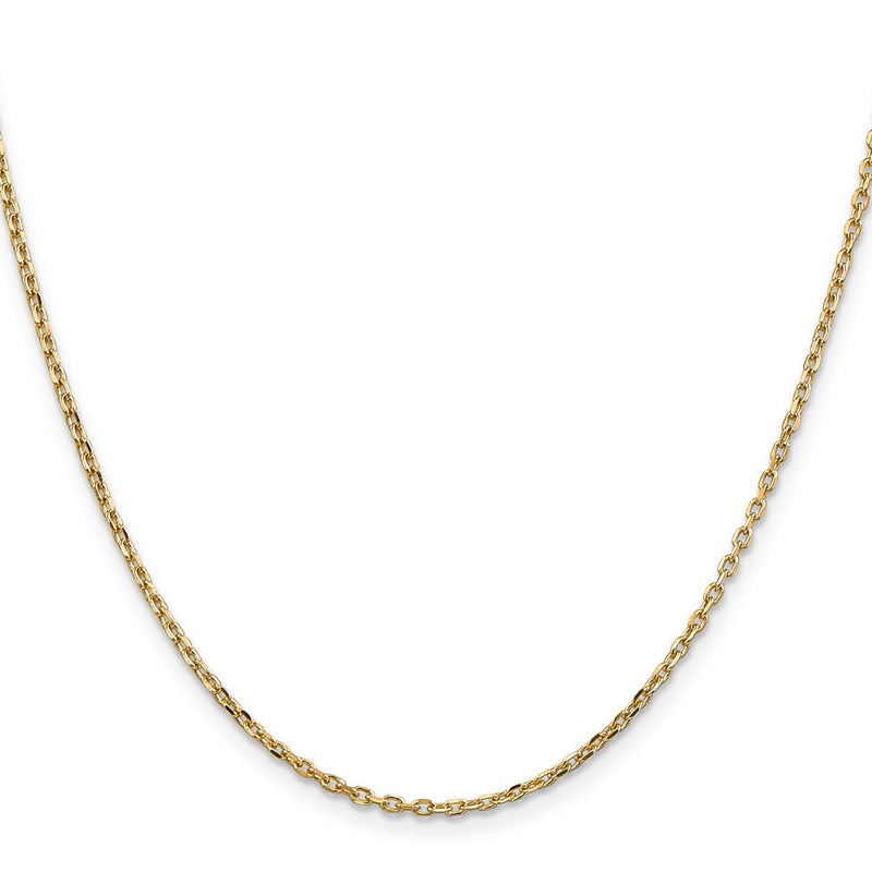 14K Yellow Gold 24 Inch 1.8mm Diamond-cut Round Open Link Cable with Lobster Clasp Chain