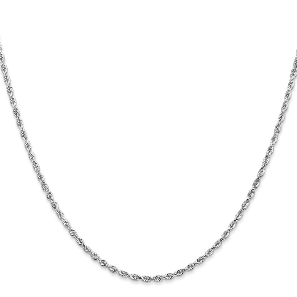 14K White Gold 2mm Diamond-cut Quadruple Rope Lobster Clasp Chain Necklace