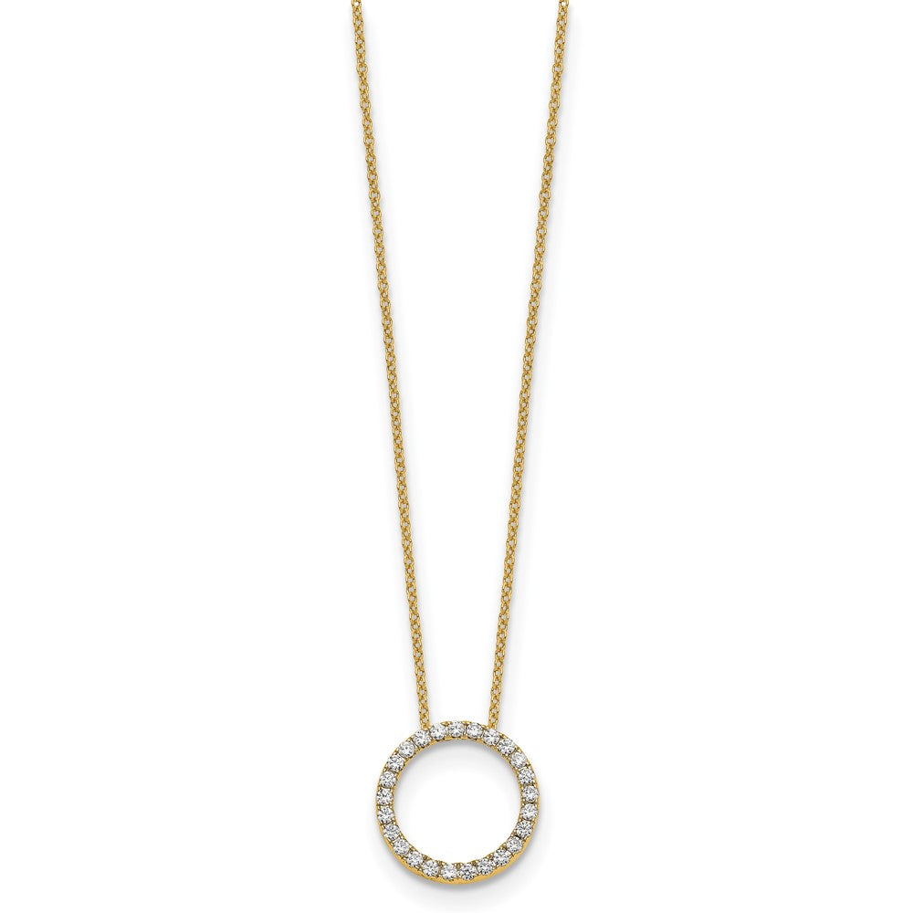 14K Yellow Gold Polished 1/2 carat Diamond Circle 18 Inch Necklace