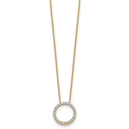 14K Yellow Gold Polished 1/2 carat Diamond Circle 18 Inch Necklace