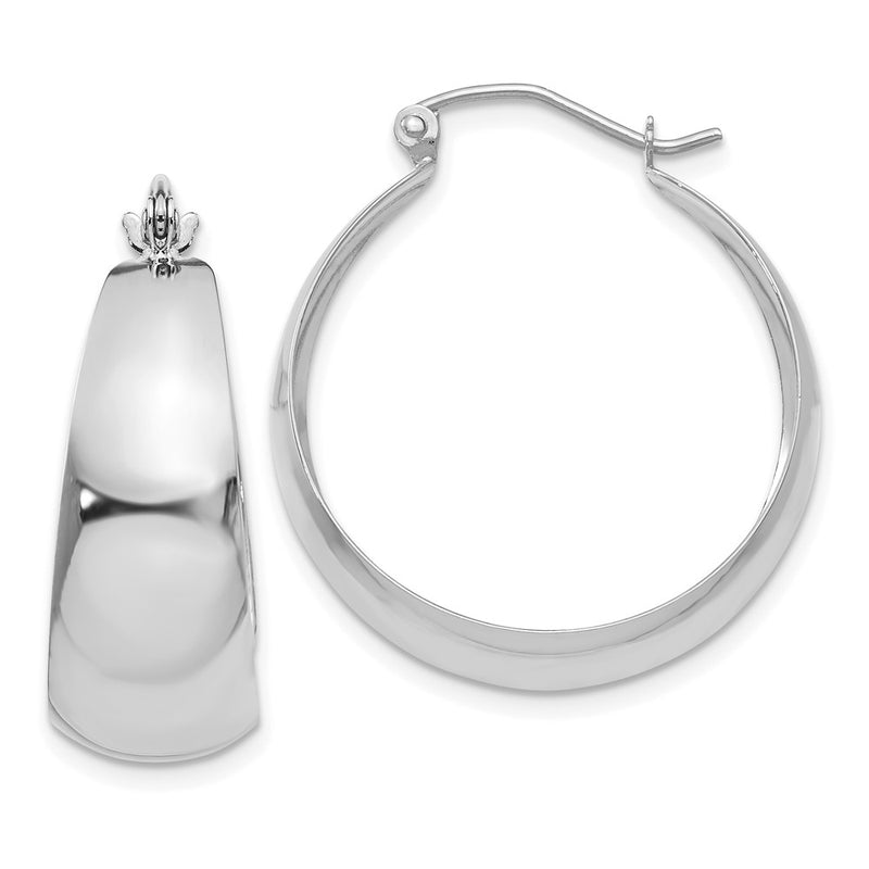 14K White Gold 10.5x28mm Polished Tapered Hoop Earrings