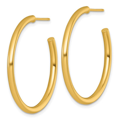 14K Yellow Gold Polished 2.5 x 35mm Tube C-Hoop Post Earrings