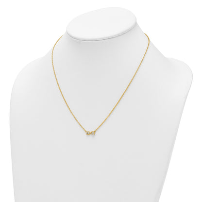 14K Yellow Gold Polished and Beaded 1/8 carat Diamond Infinity Symbol 18 Inch Necklace