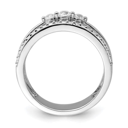 14K White Gold Polished Diamond Double Wedding Band Ring Fashion Ring