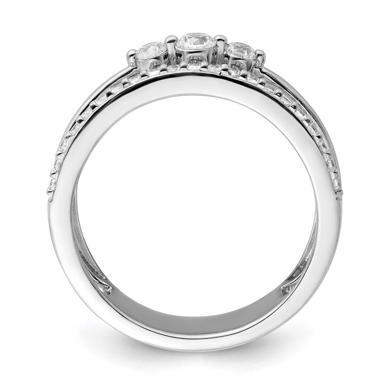 14K White Gold Polished Diamond Double Wedding Band Ring Fashion Ring