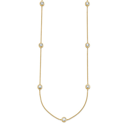 14K Yellow Gold 1 3/4 carat Lab Grown Diamond VS/SI+ G+ Complete 18 Inch Seven Station Necklace