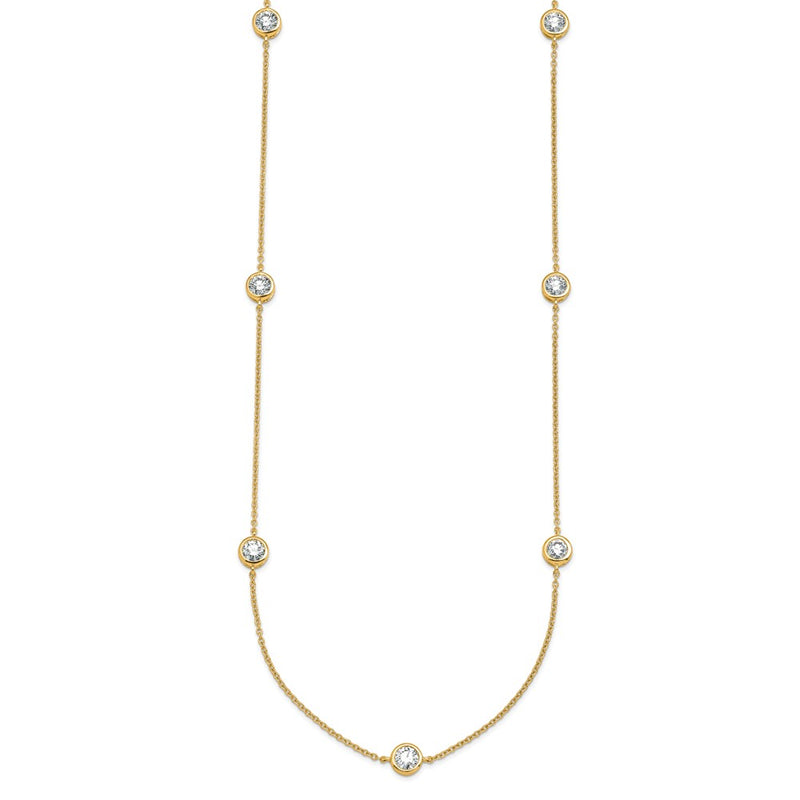14K Yellow Gold 1 3/4 carat Lab Grown Diamond VS/SI+ G+ Complete 18 Inch Seven Station Necklace
