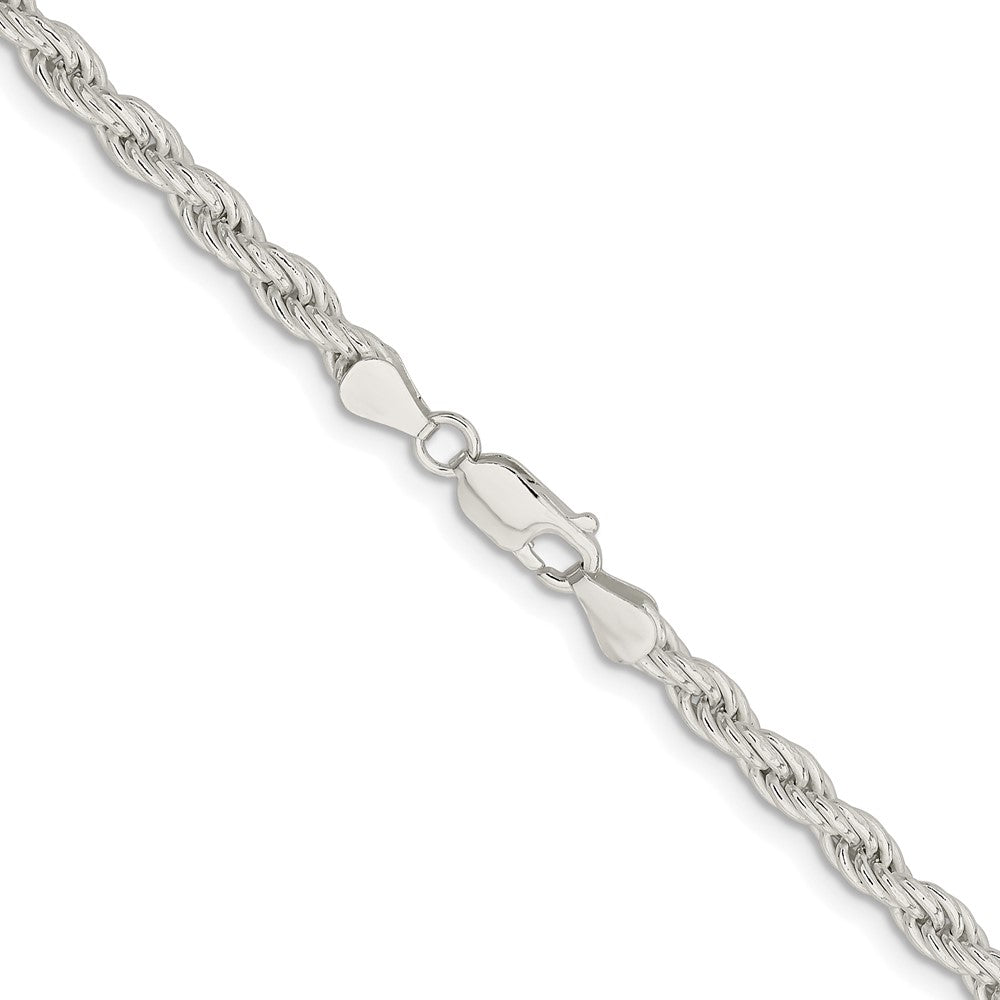 Sterling Silver Rhodium-plated 5mm Solid Rope 30 Inch Chain