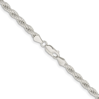 Sterling Silver Rhodium-plated 5mm Solid Rope 30 Inch Chain