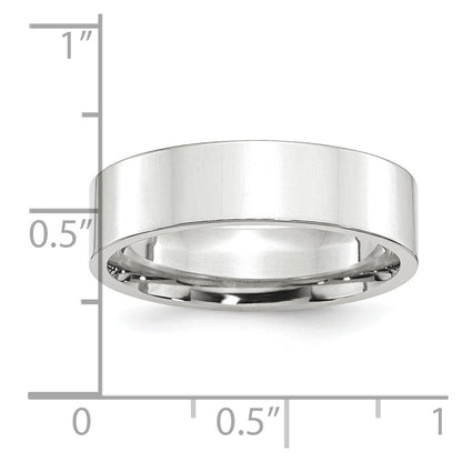 Platinum 6mm Polished Flat Wedding Band Ring