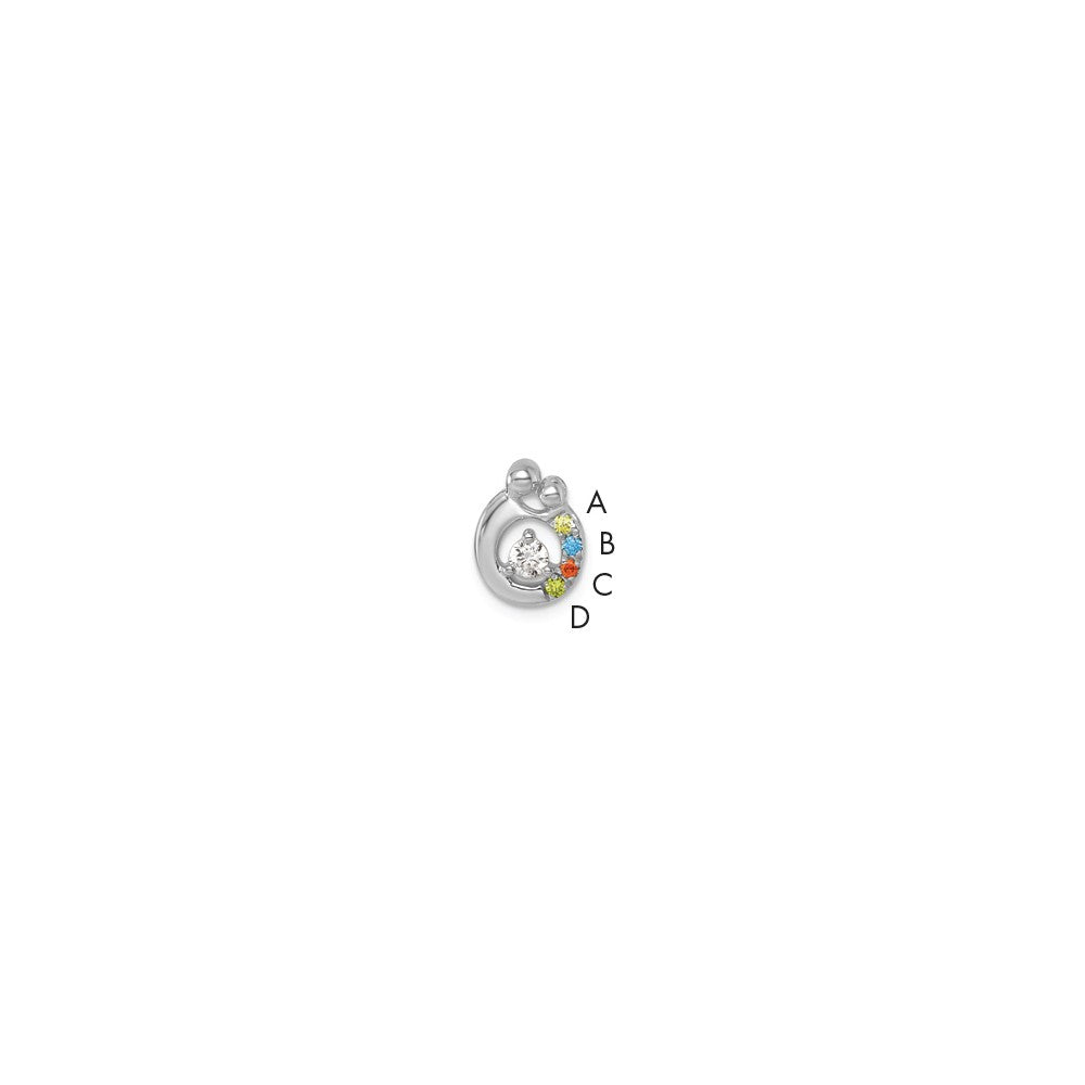 14K White Gold 4 Birthstone and Dia Mother/Child Chain Slide Semi-mount