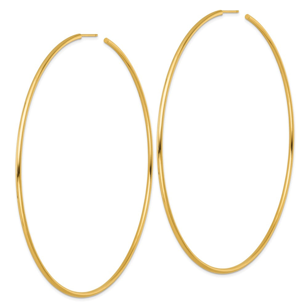 14K Yellow Gold Polished 2.0 x 100mm Tube C-Hoop Post Earrings