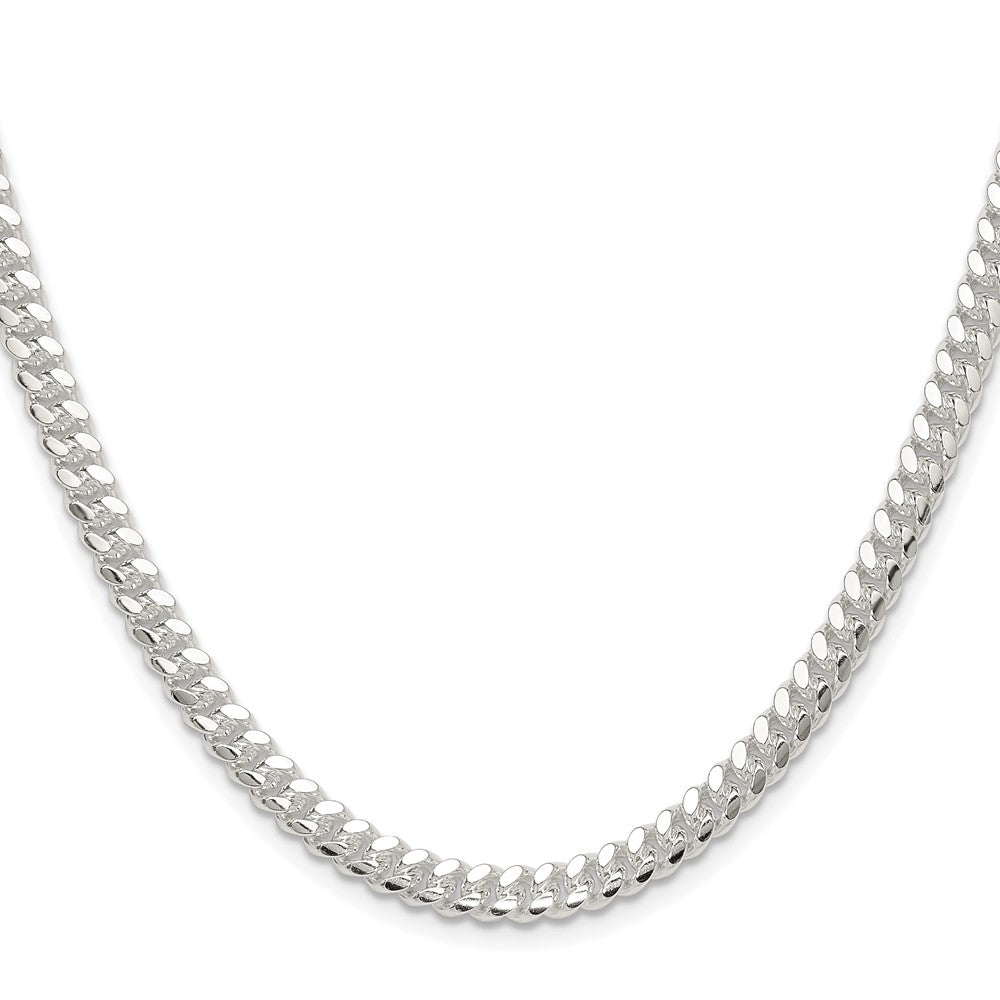 Sterling Silver Rhodium-plated Polished 5.7mm Domed Curb 26 Inch Chain