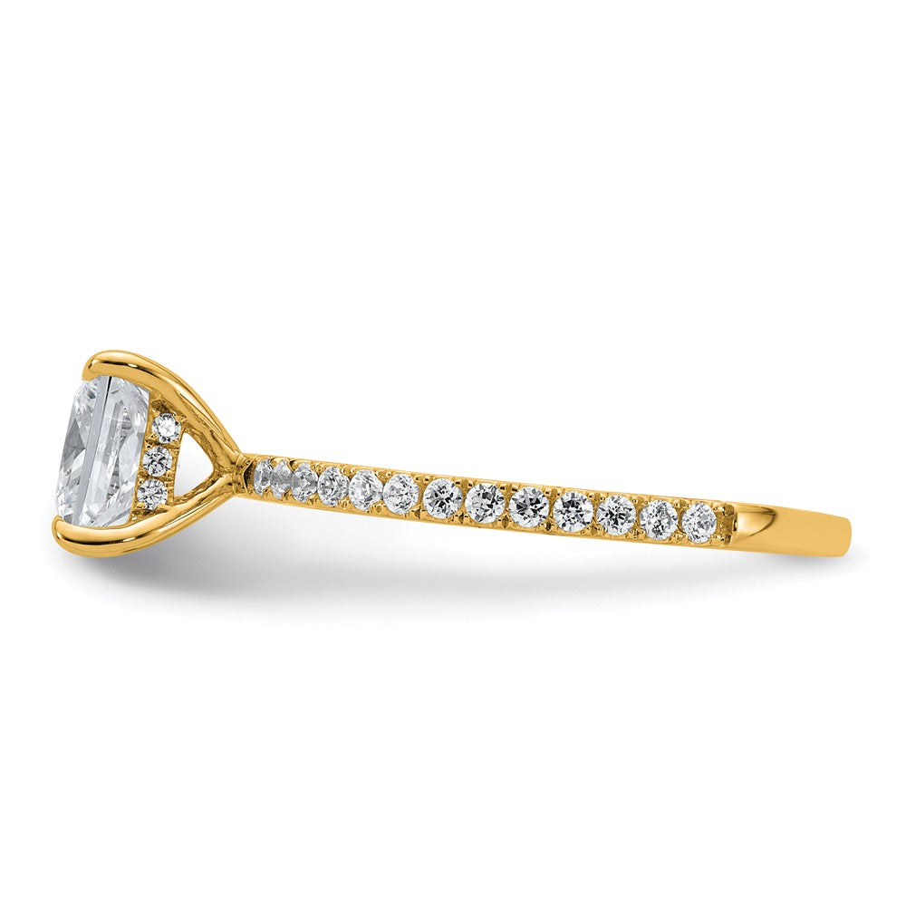 14K Yellow Gold 1 3/8 carat Certified Lab Grown Diamond VS/SI+ G+ Princess Complete Solitaire with Flair Engagement Ring