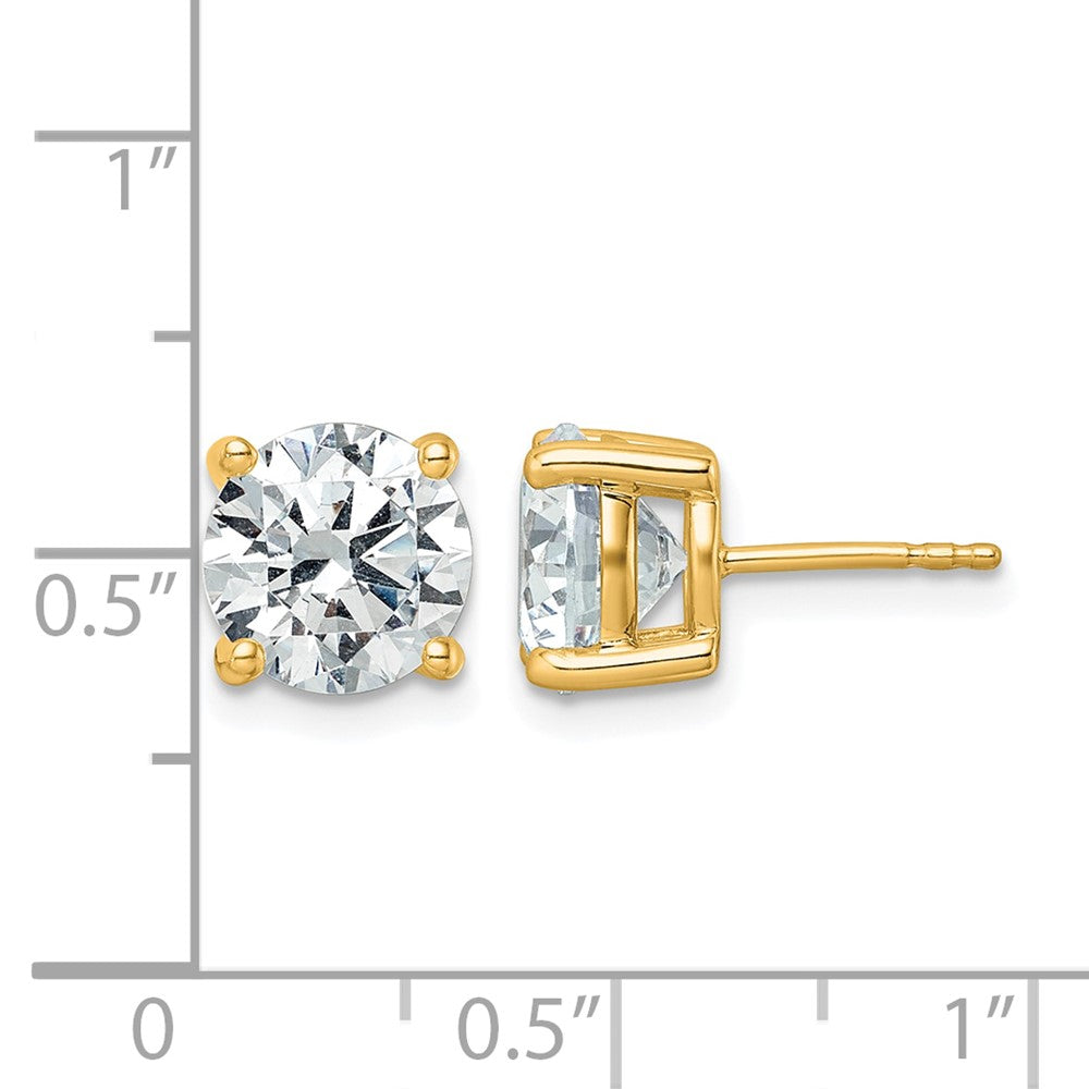 14K Yellow Gold 5 carat Certified Lab Grown Diamond VS+ F+ Round Complete Four Prong Lightweight Stud Earrings