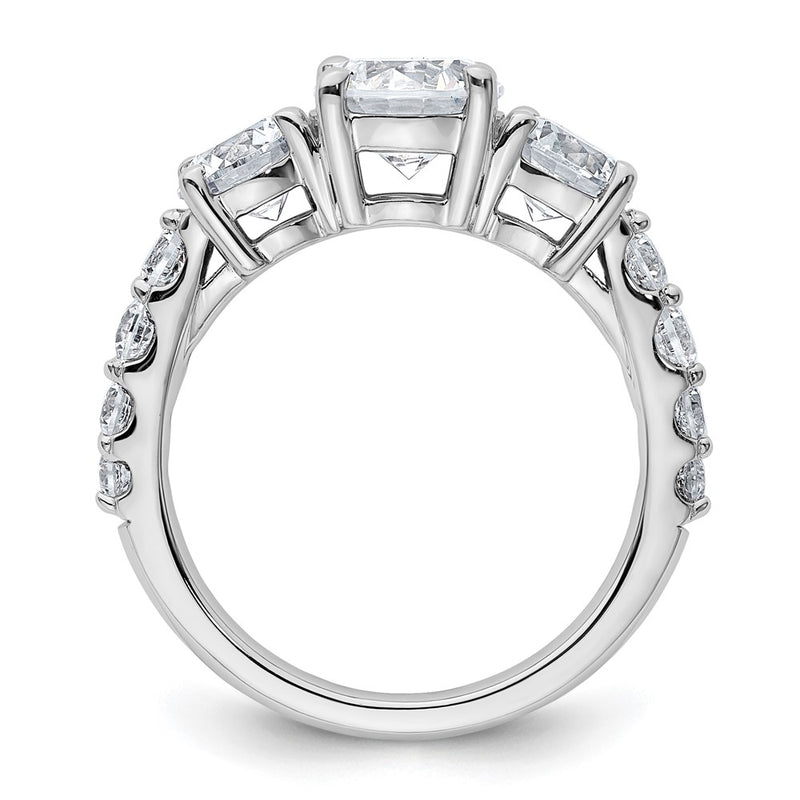 14K White Gold 3 carat Lab Grown Diamond VS/SI+ G+ Round Complete Three Stone Engagement Ring