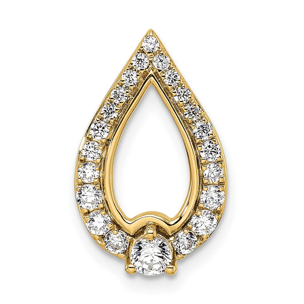 14K Yellow Gold Polished 1/2 carat Diamond Teardrop Chain Slide