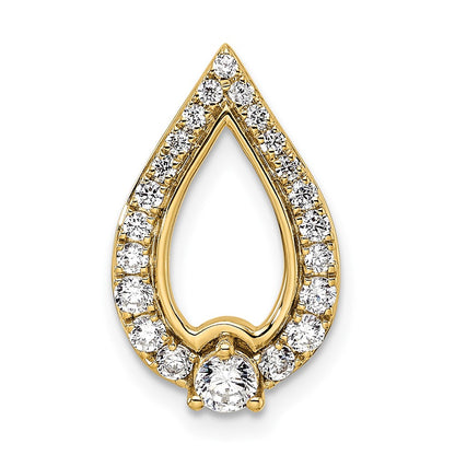 14K Yellow Gold Polished 1/2 carat Diamond Teardrop Chain Slide