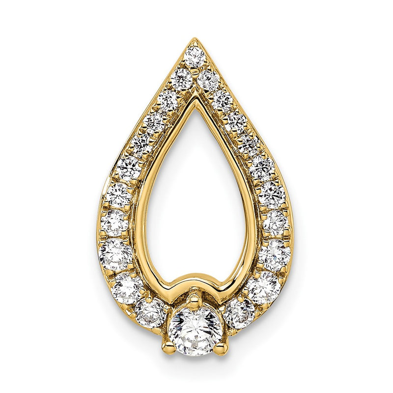 14K Yellow Gold Polished 1/2 carat Diamond Teardrop Chain Slide