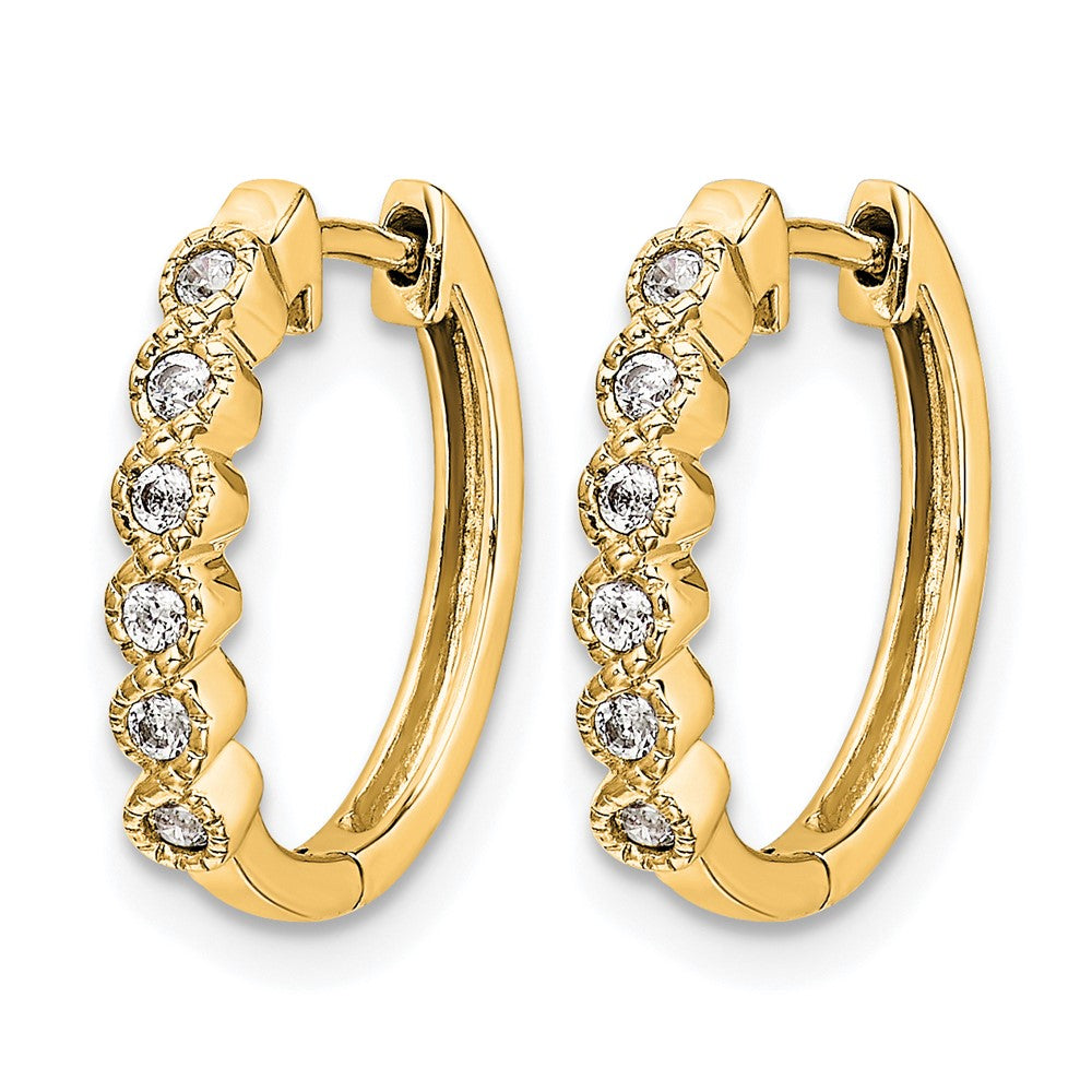 14K Yellow Gold 1/8 carat Diamond Hinged Hoop Earrings