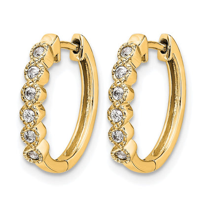 14K Yellow Gold 1/8 carat Diamond Hinged Hoop Earrings