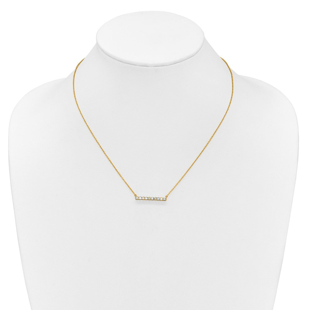 14K Yellow Gold Polished 1/2 carat Diamond Bar 18 Inch Necklace