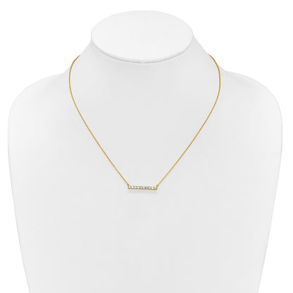 14K Yellow Gold Polished 1/2 carat Diamond Bar 18 Inch Necklace