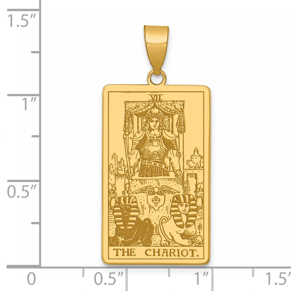 14K Yellow Gold The Chariot Tarot Card Pendant