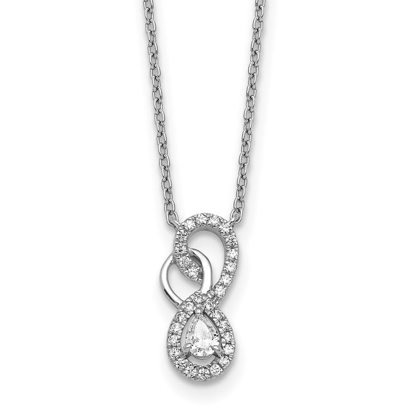 14K White Gold Polished 1/4 carat Diamond Fancy Infinity 18 Inch Necklace