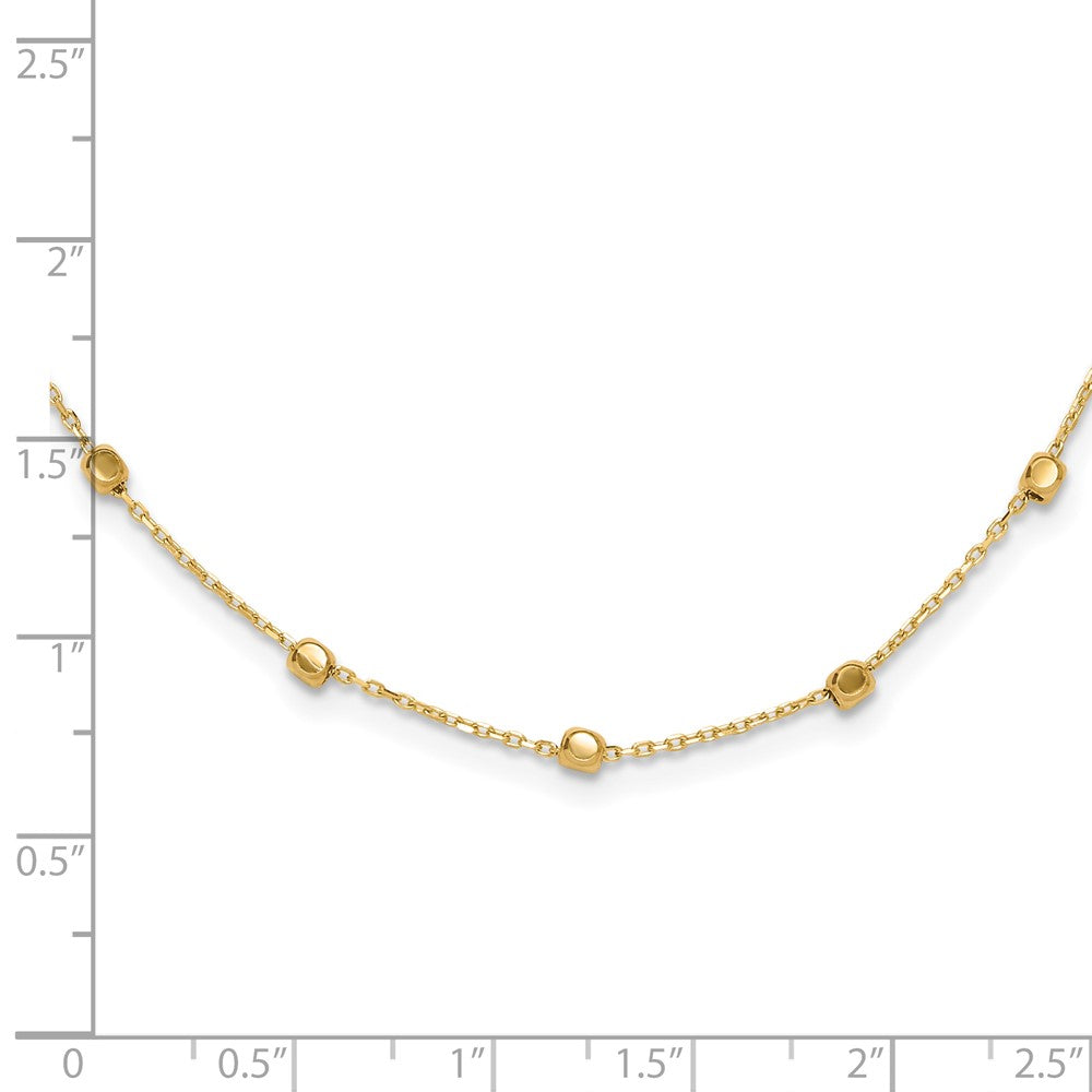 14K Yellow Gold Polished Cube Bead 17 Inch Station Necklace