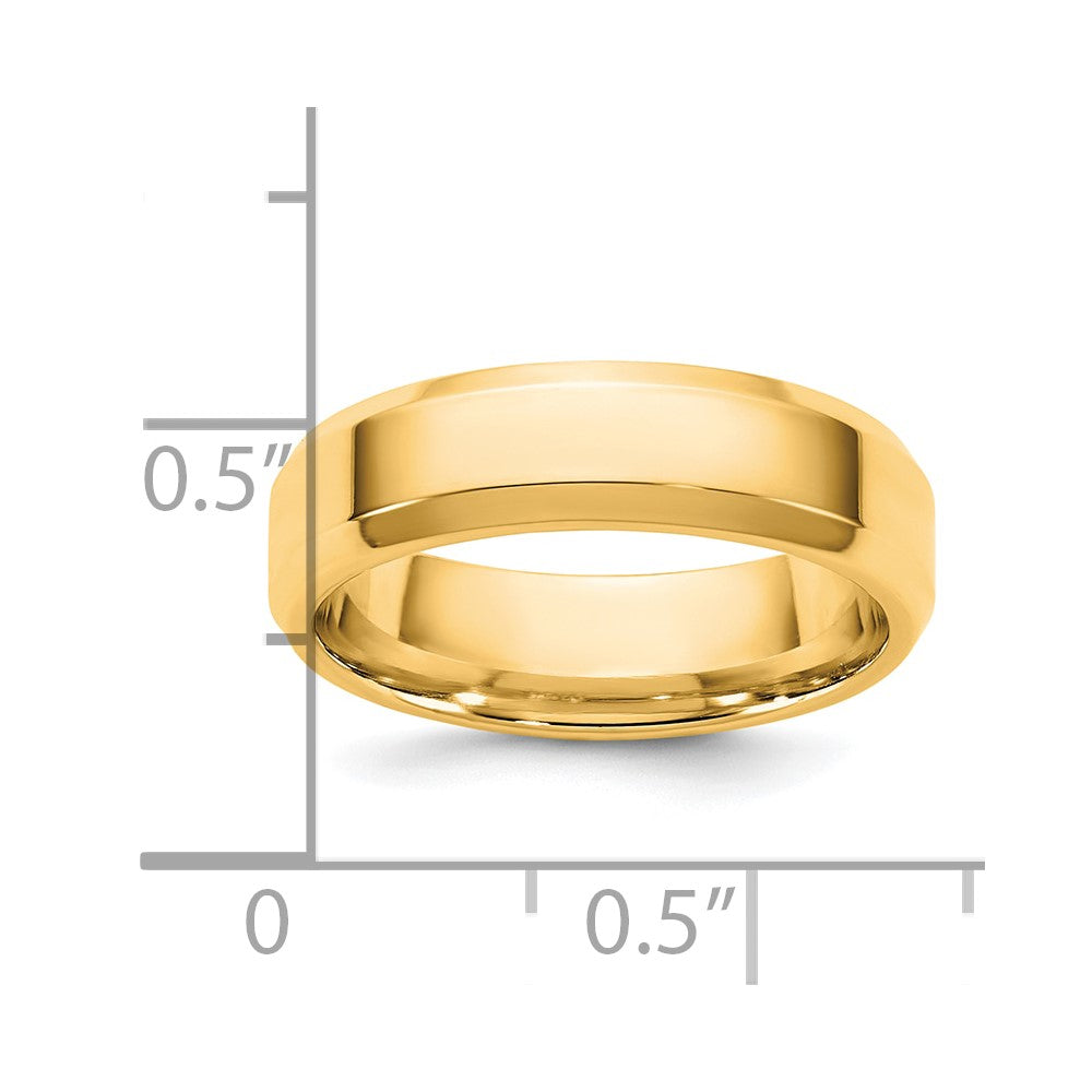 14K Yellow Gold 5.5mm Bevel Edge Comfort Fit Wedding Band Ring