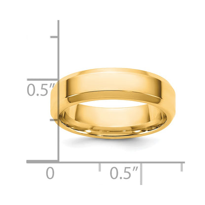 14K Yellow Gold 5.5mm Bevel Edge Comfort Fit Wedding Band Ring