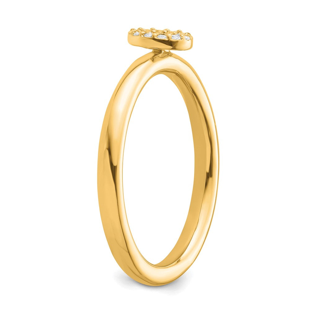 14K Yellow Gold Stackable Diamond Initial O Size 7 Ring