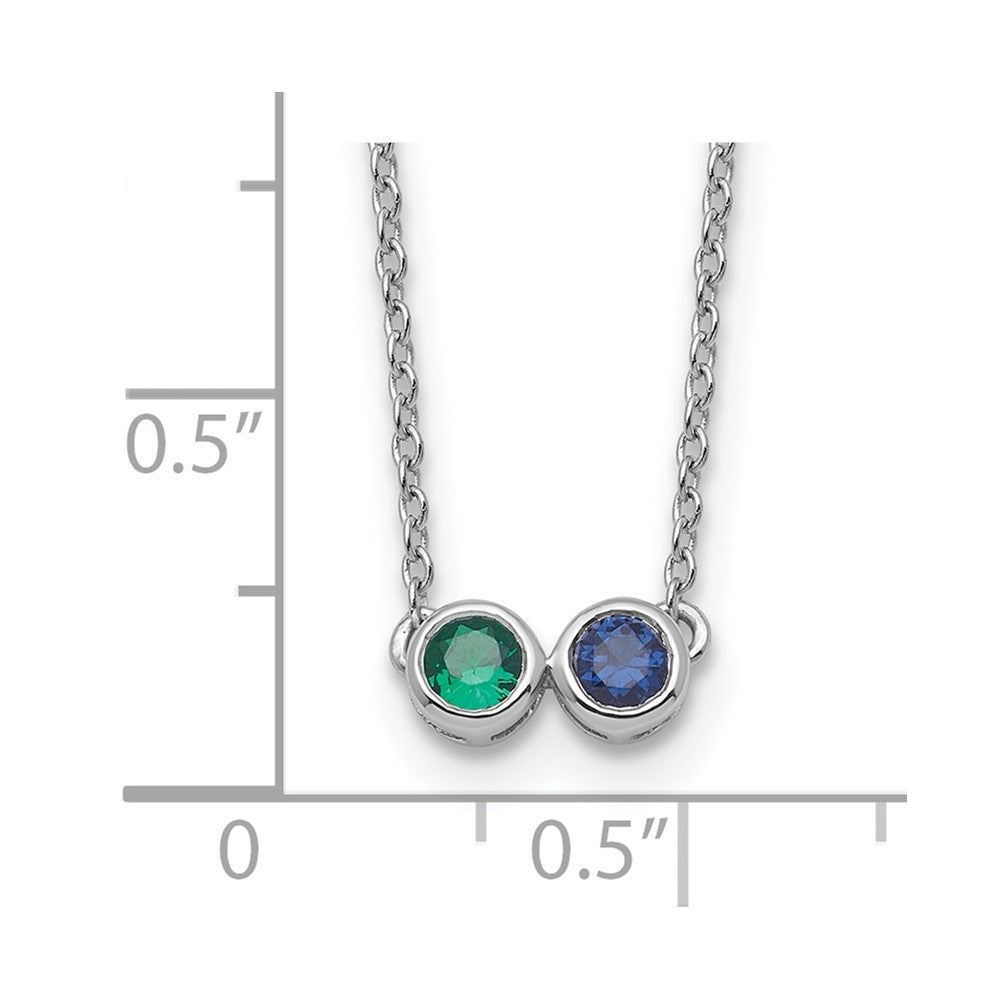 14k White Gold 2 Synthetic Birthstone Complete Family Necklace