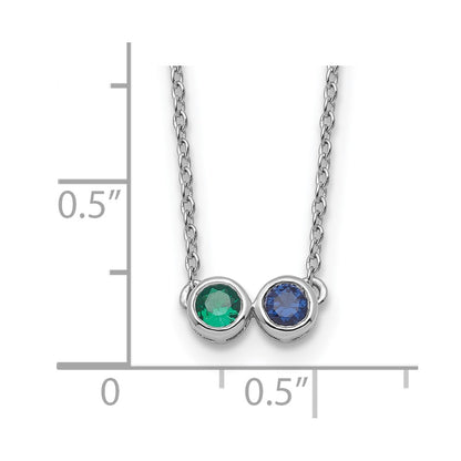 14k White Gold 2 Synthetic Birthstone Complete Family Necklace