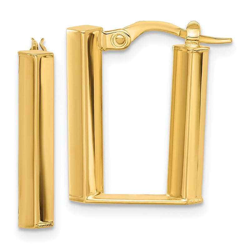 14K Yellow Gold 4x28mm Polished U-Shape Tube Hoop Earrings