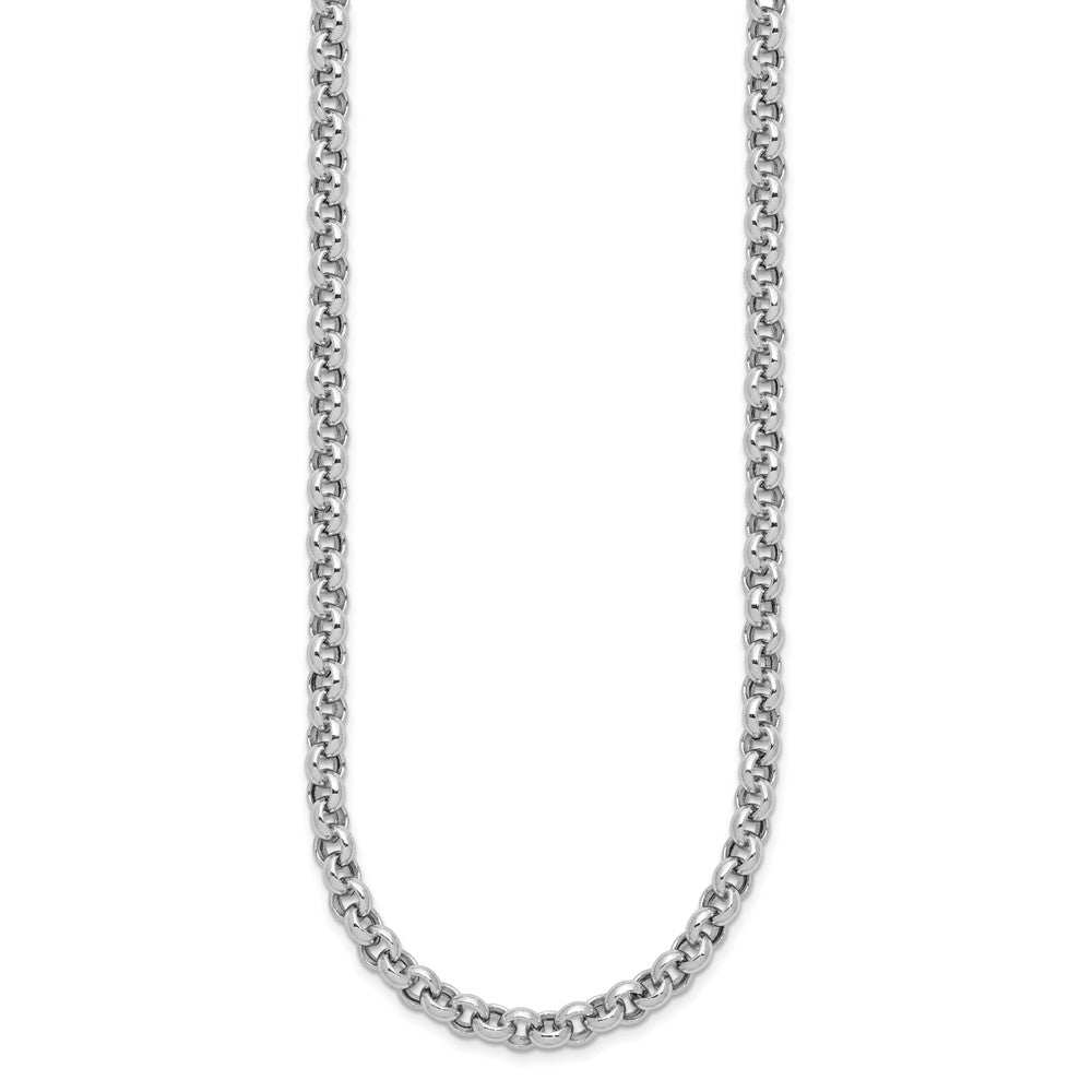 14K White Gold Polished Fancy 5mm Rolo Link 18 Inch Necklace