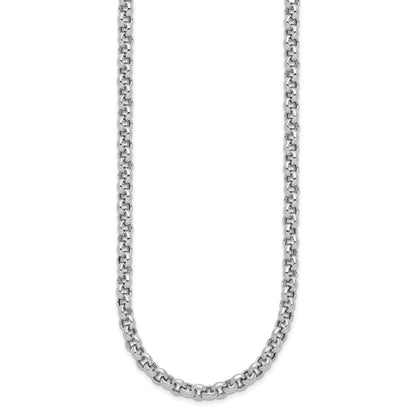 14K White Gold Polished Fancy 5mm Rolo Link 18 Inch Necklace