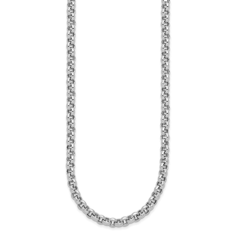 14K White Gold Polished Fancy 5mm Rolo Link 18 Inch Necklace