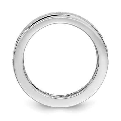14K White Gold Polished 3ct Channel Set Diamond Eternity Wedding Band Ring