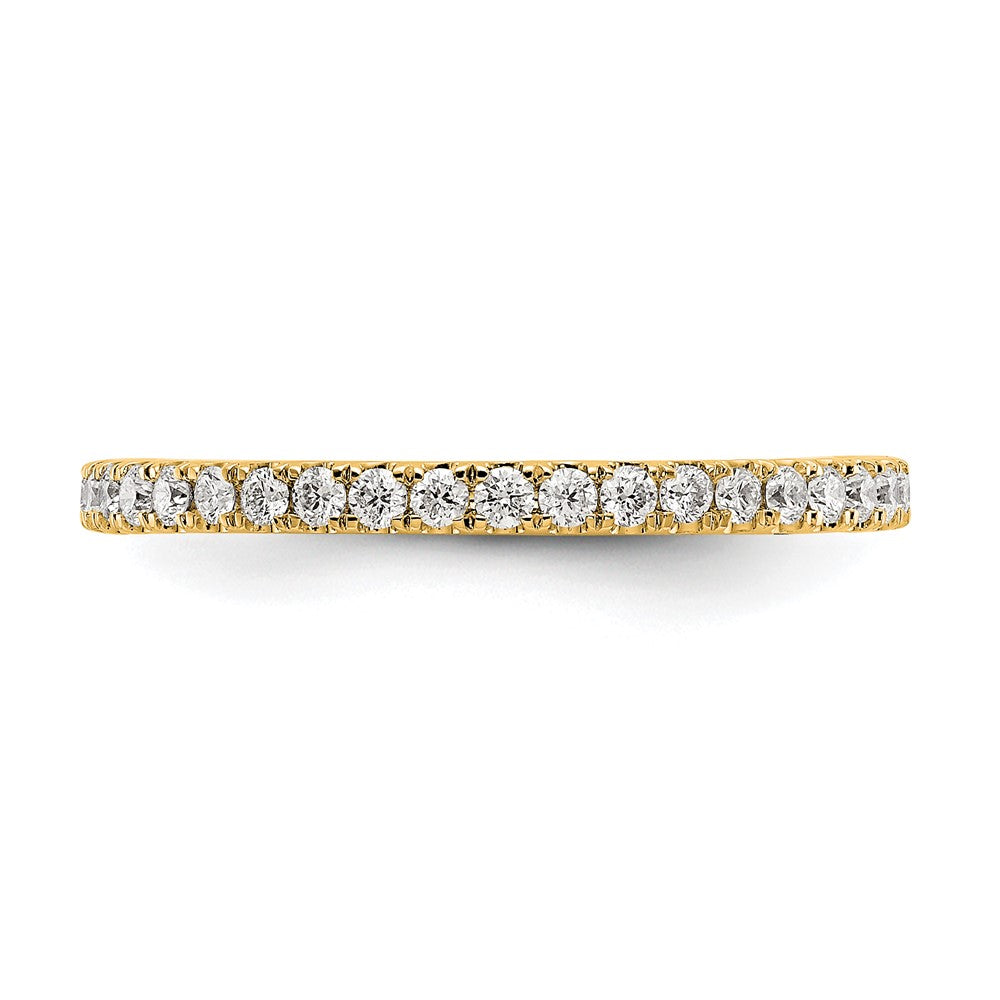 14K Yellow Gold Polished Size 7.5 U-Shared Prong 1/2 carat Diamond Complete Eternity Wedding Band Ring
